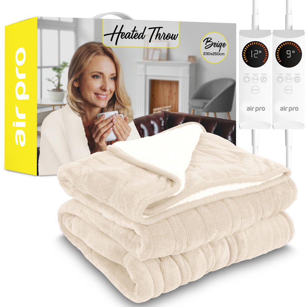 Air Pro Beige King Size Flannel Heated Electric Blanket with Controller Image 3