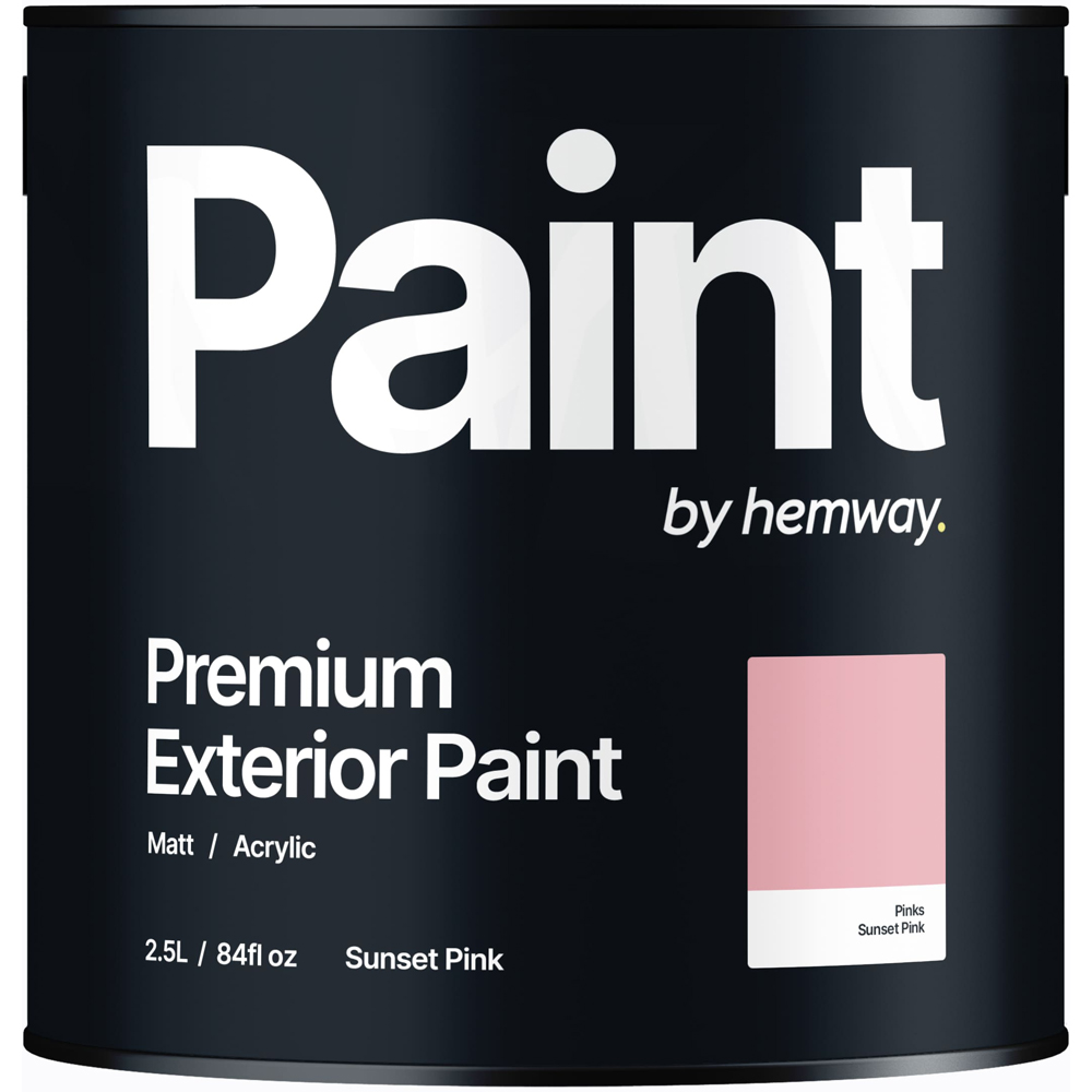Hemway Sunset Pink Exterior Matt Acrylic Emulsion Paint 2.5L Image 2