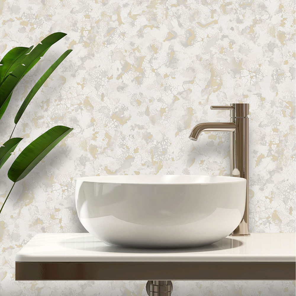 Rasch Sonata Texture Grey and Gold Wallpaper Image 3