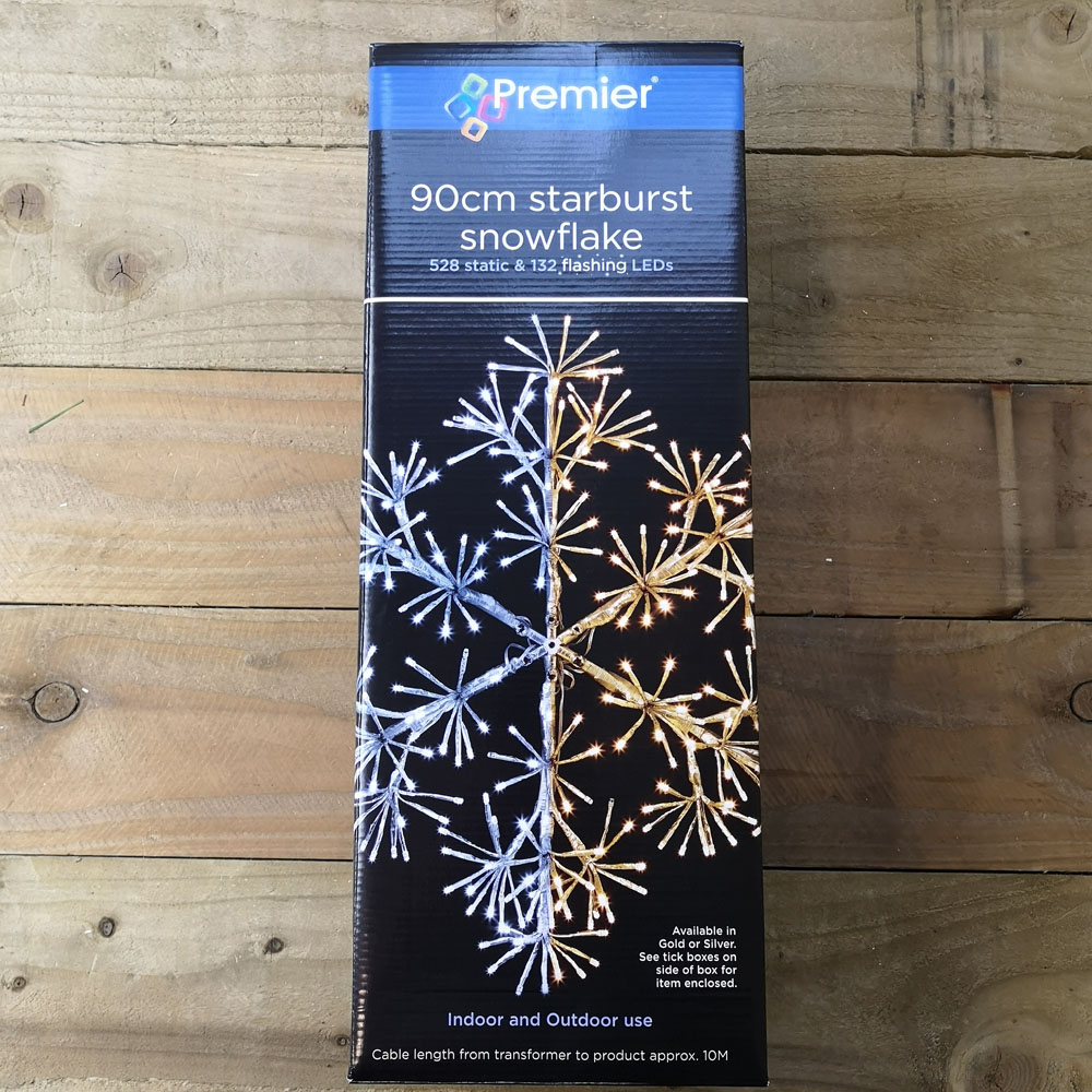 Samuel Alexander 660 White LED Silver Starburst Snowflake Christmas Decoration 90cm Image 6