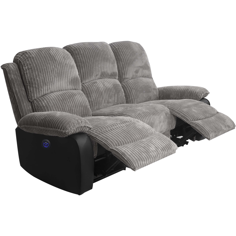Comfy Living 3 Seater Grey Cord Fabric Electric Recliner Sofa Image 3
