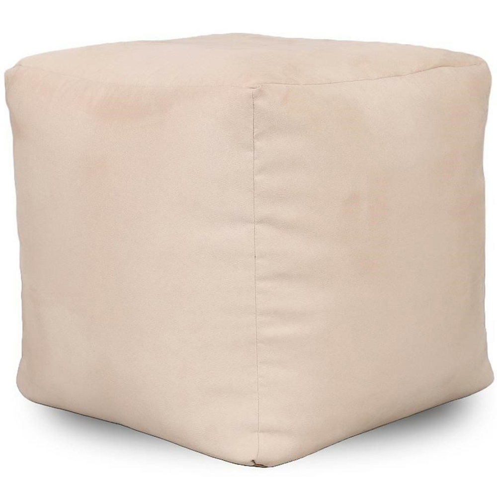 Kaikoo Cream Brushed Faux Suede Cube Bean Bag Chair Image 2