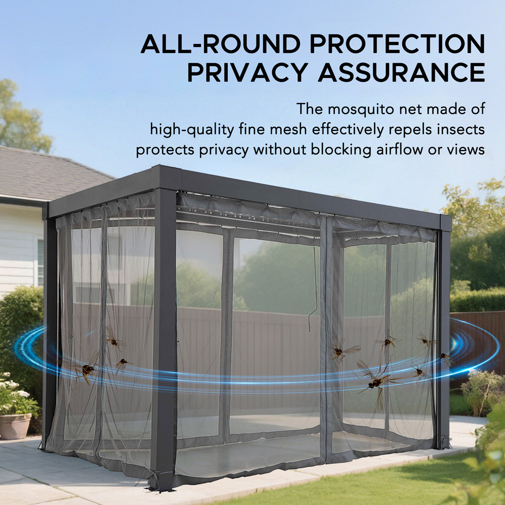Sunjoy 3 x 3m Accessory Netting Louvered Pergola (Gazebo Not Include) Image 4