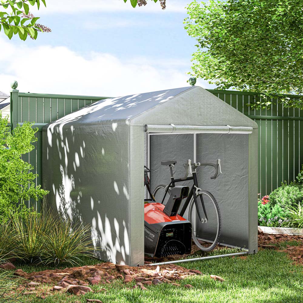 Outsunny 7.1 x 5.2ft Light Grey Garden Storage Shed Image 2