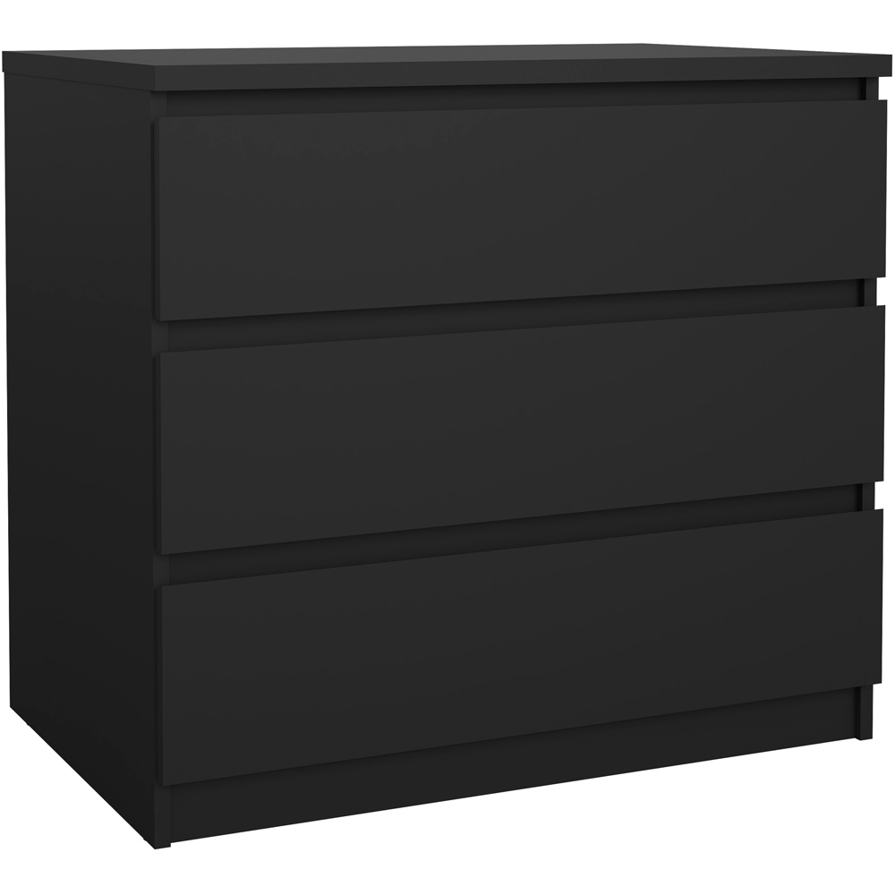 Florence 3 Drawer Matt Black Chest of Drawers Image 2