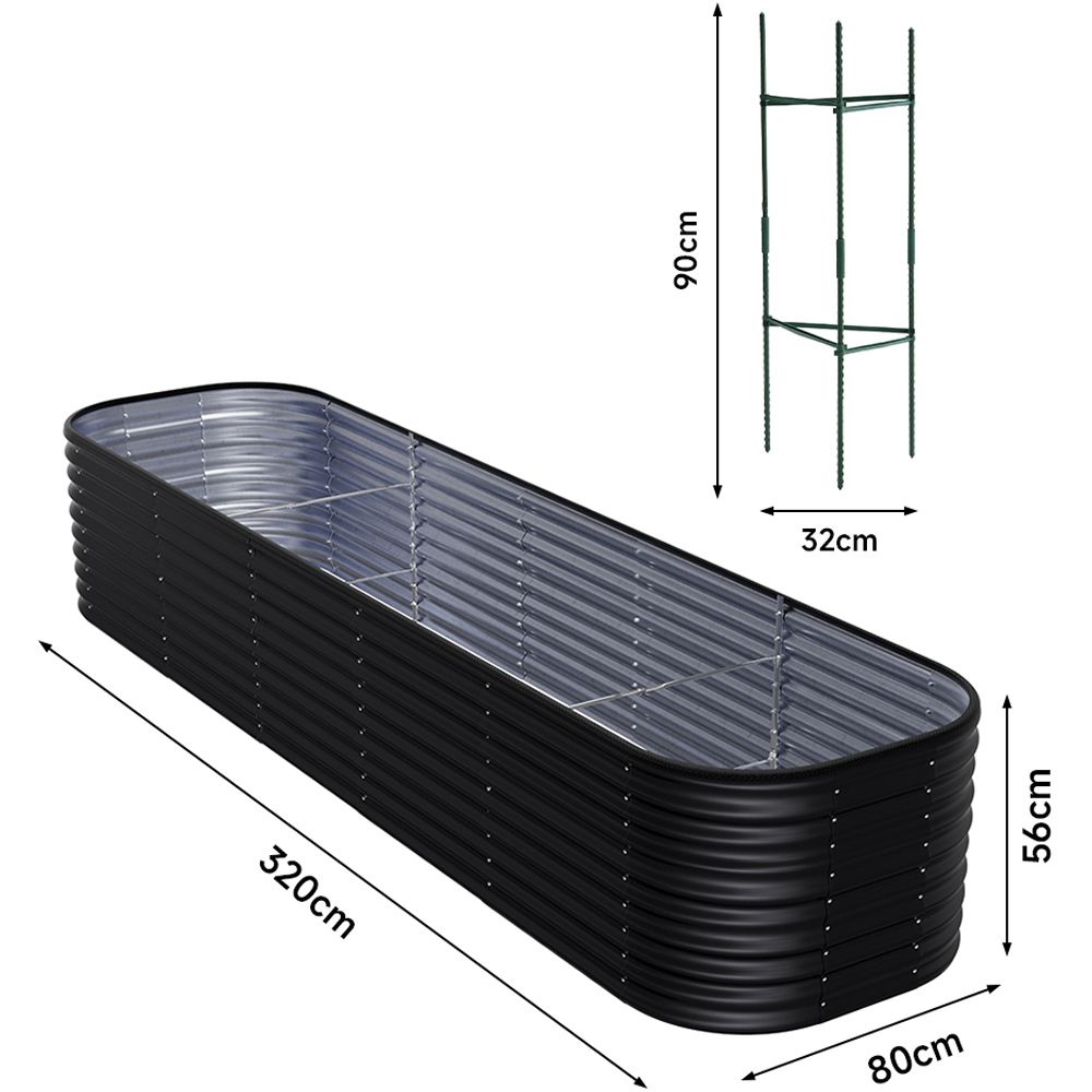 Living and Home Anthracite Oval Galvanised Steel Raised Garden Bed 320 x 56cm Image 8