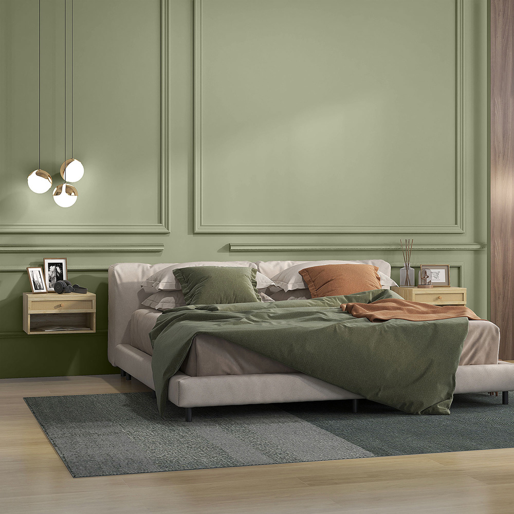 Portland Single Drawer Single Shelf Rattan Floating Nightstand Set of 2 Image 3