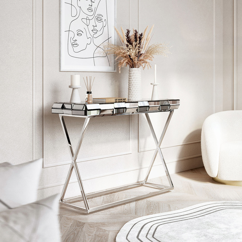 CARME Home Knightsbridge Silver Console Table Image 5