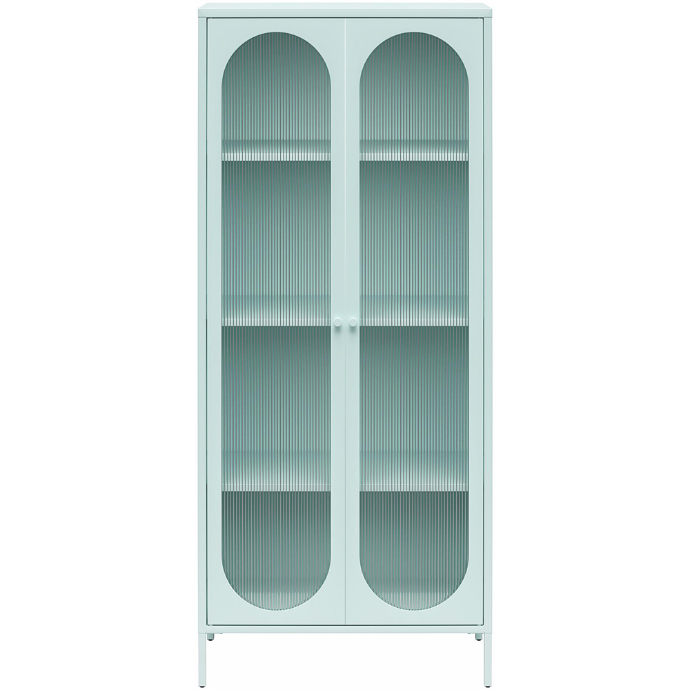 Dorel Luna 2 Door Tall Sky Blue Fluted Glass Accent Cabinet Image 3