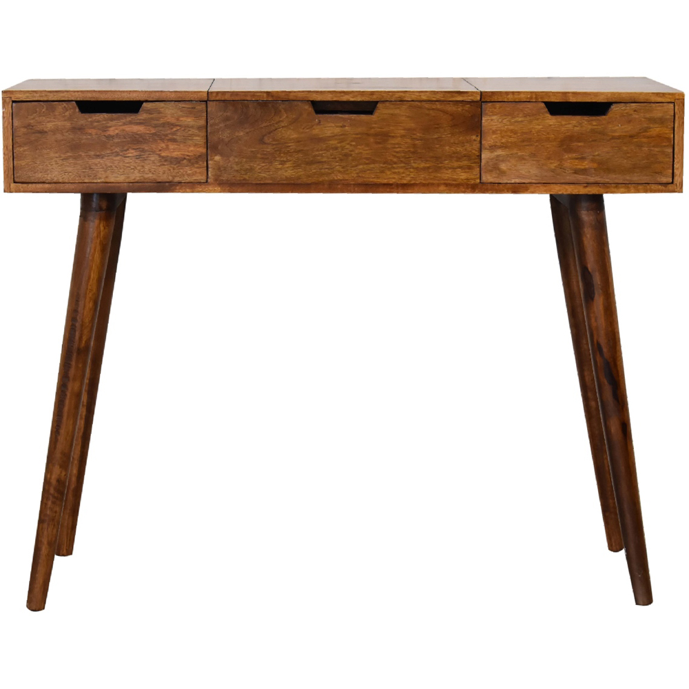 Artisan Furniture Chestnut Brown 2 Drawer Solid Wood Foldable Mirror Table Image 2