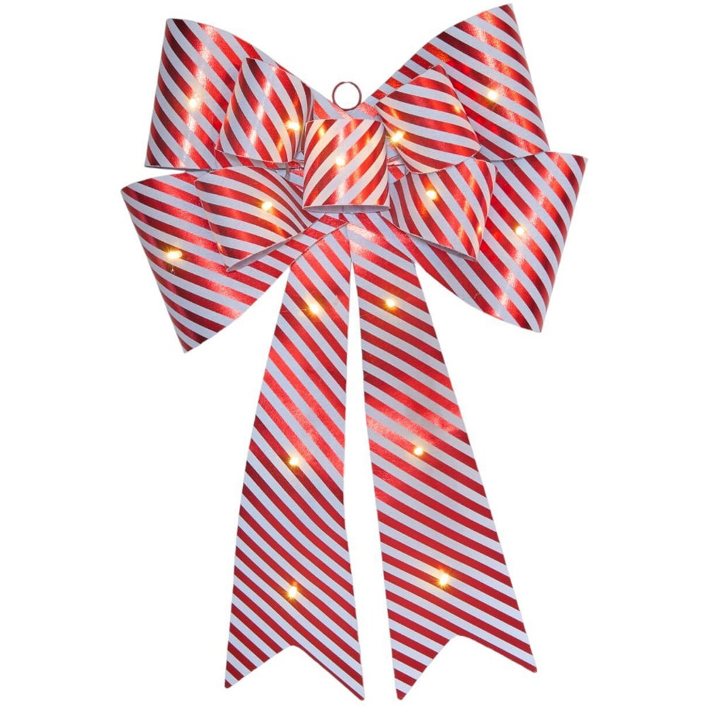 Candy Cane LED Door Bow Red Image 1