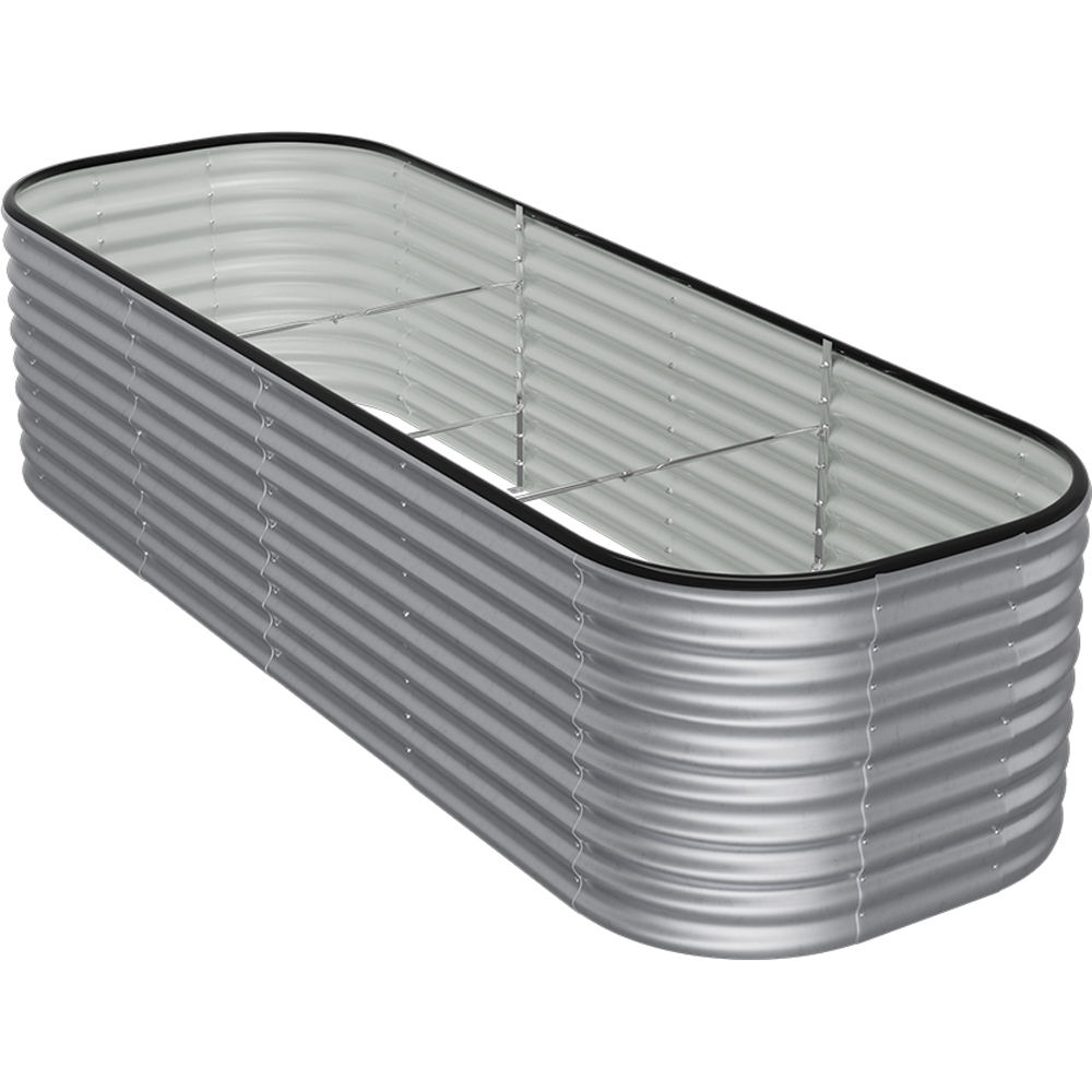 Living and Home Silver Oval Galvanised Steel Raised Garden Bed 240 x 56cm Image 3