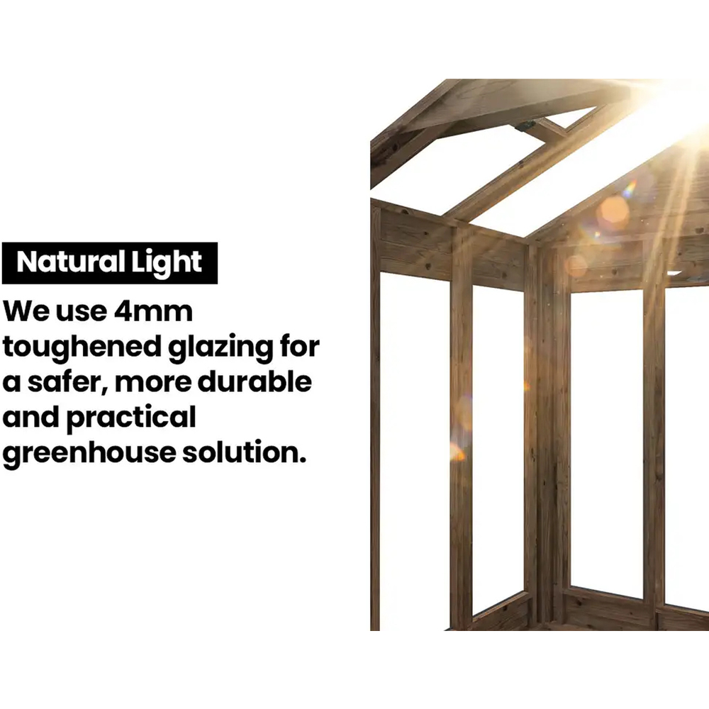Dunster House Growzilla Brown Wooden 8 x 10ft Greenhouse with Shelf Image 6
