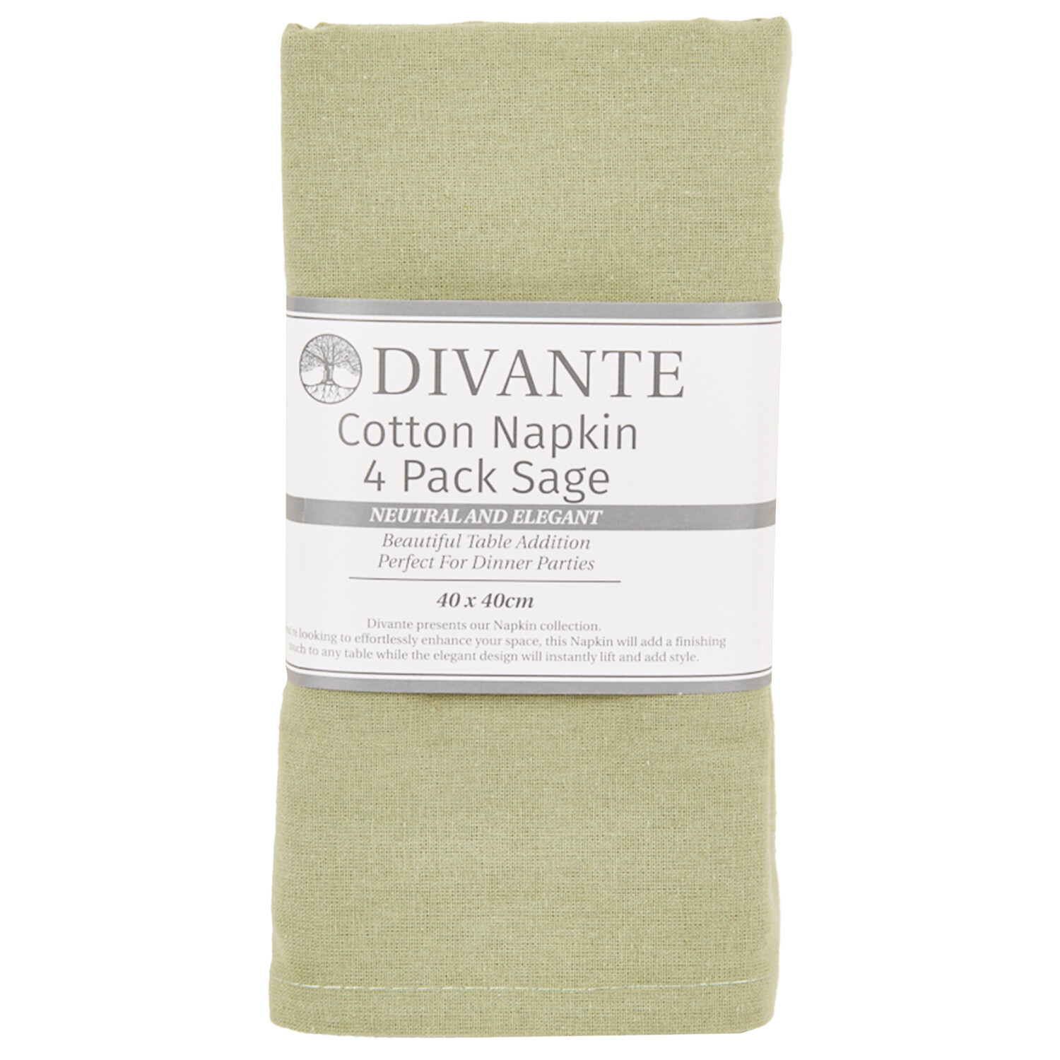 Pack of 4 Cotton Napkins - Sage Image 1
