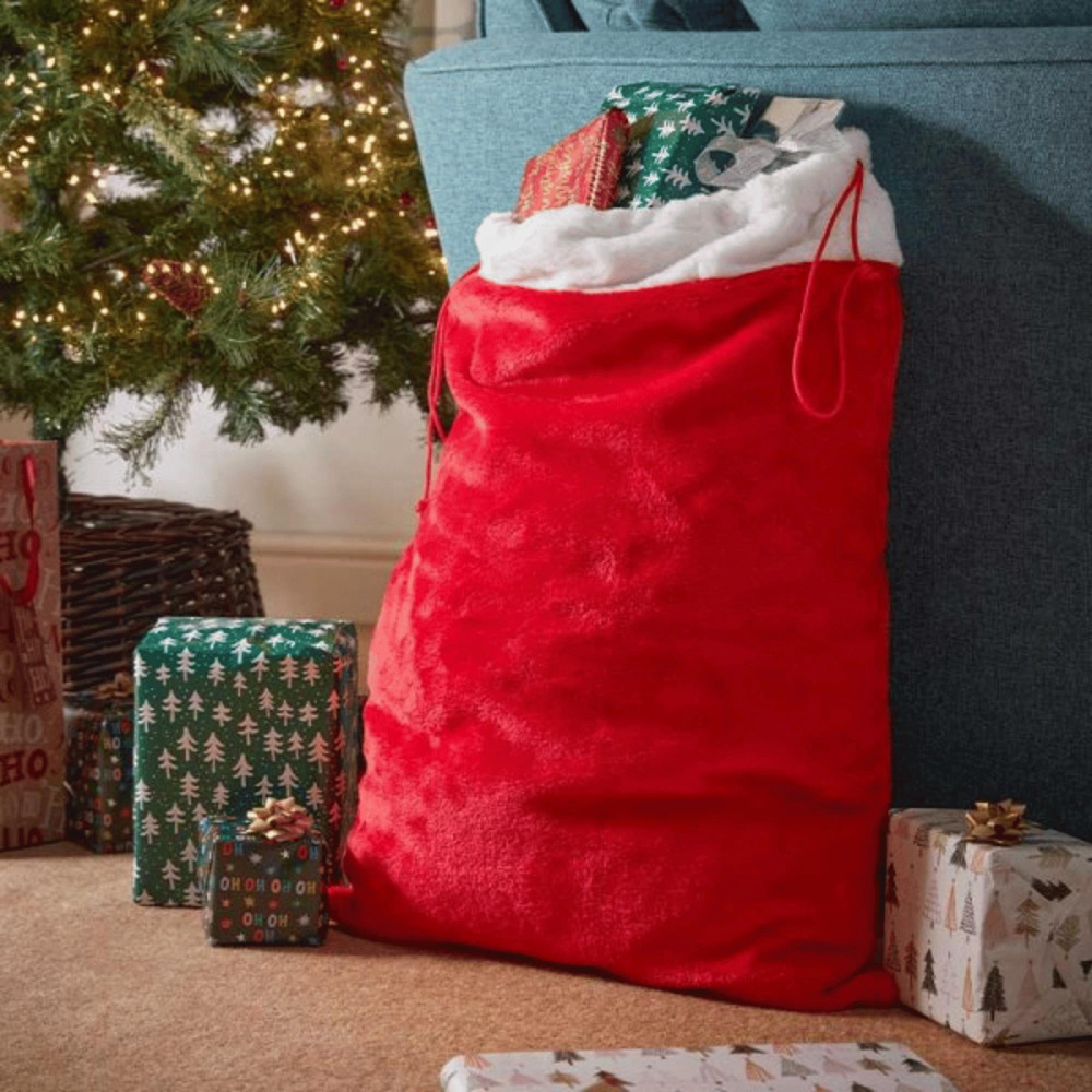 Samuel Alexander Red and White Large Christmas Santa Gift Sack with Drawstring 70cm Image 2