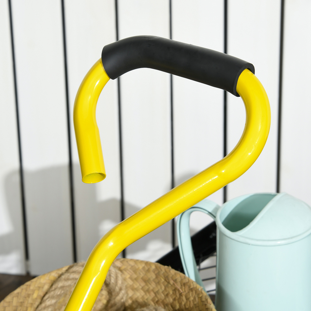 Outsunny Yellow Garden Trolley with Pneumatic Wheels and Rotating Handle Image 4