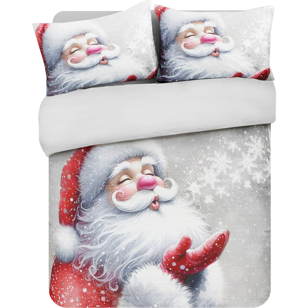 Velosso Double Grey Santa Kiss Panel Duvet Set Image 2