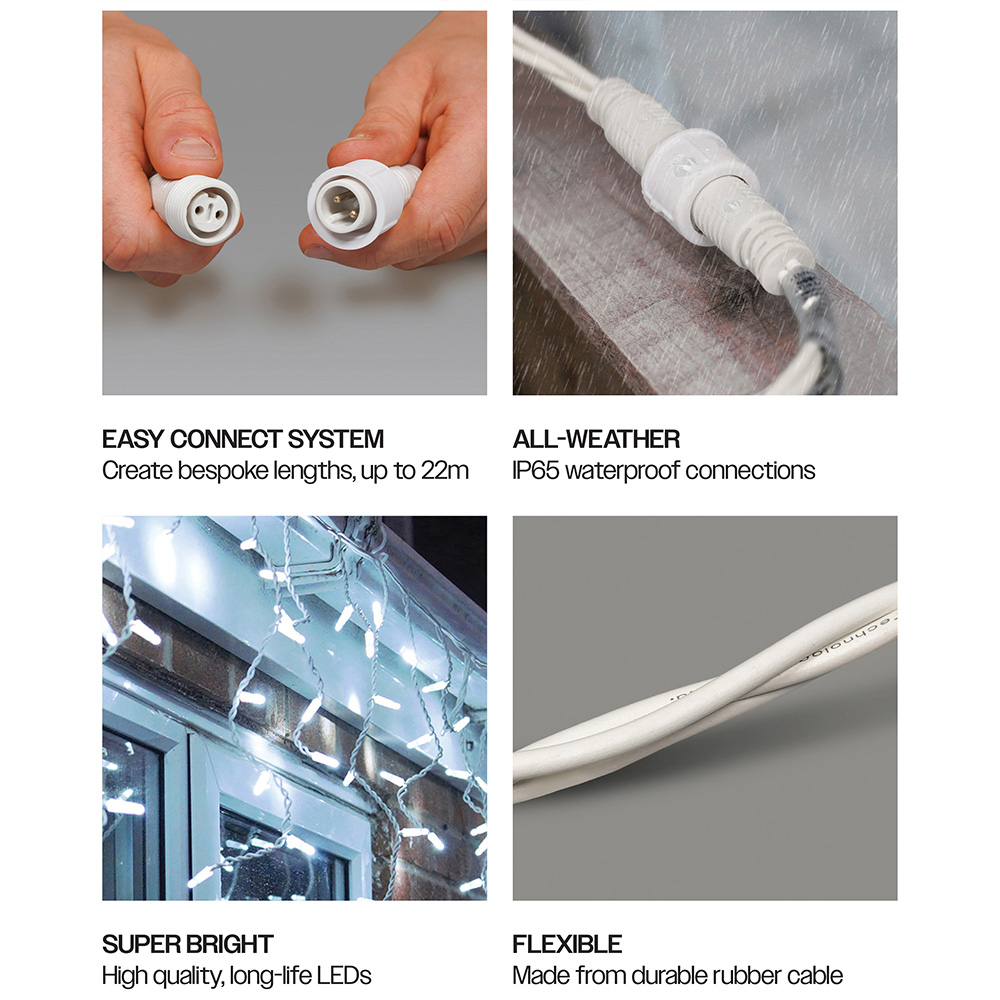 Eagle Connect 60 Cool White LED White Icicle Light 2m Image 4