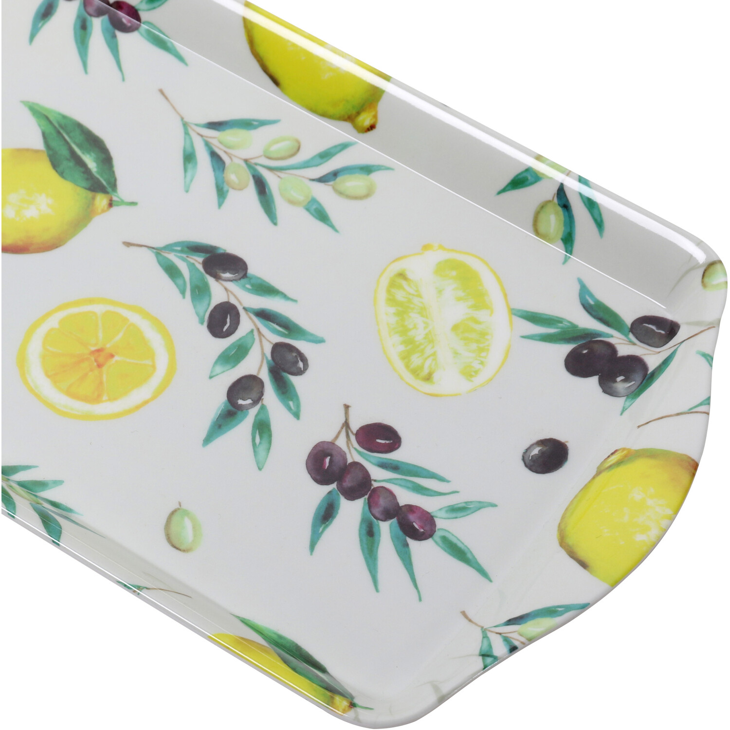 Lemons and Olives Tray - White / Long Drinks Tray Image 2