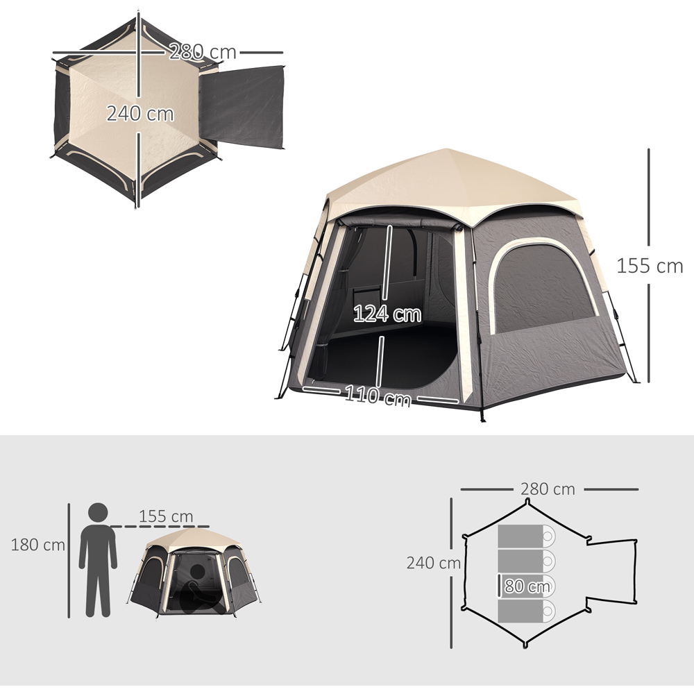 Outsunny 4 Person Instant Easy Setup Dome Camping Tent Dark Grey Image 9