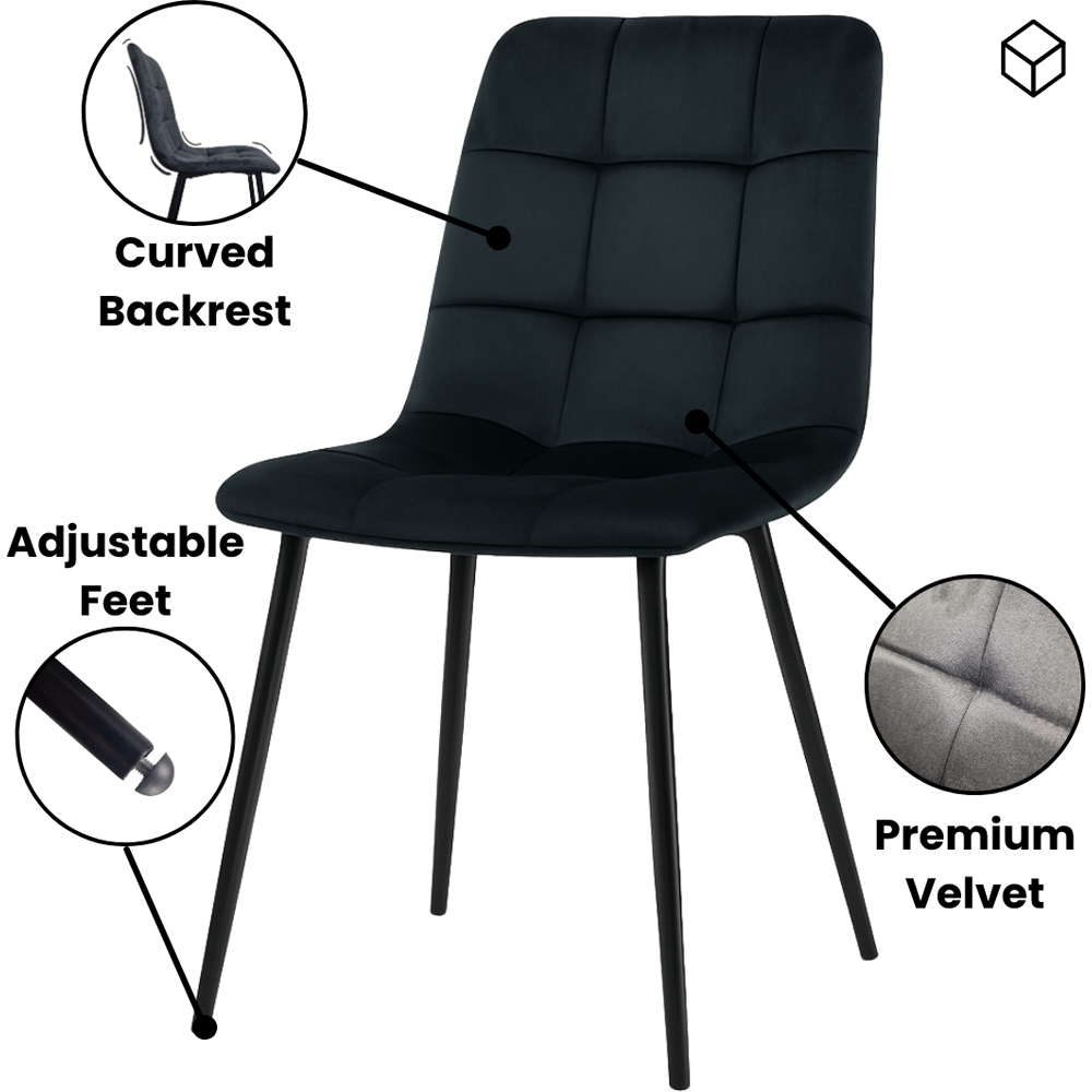 Portland 6 Seater Dining Set Dark Grey and Black Image 6