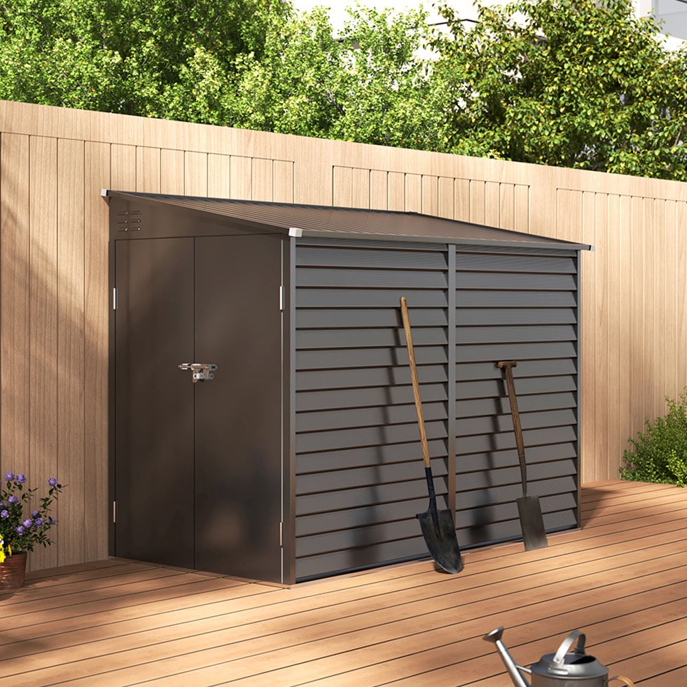 Living and Home 8.8 x 4.7ft Anthracite Steel Garden Storage Shed Image 6