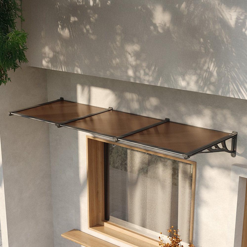 Living and Home Dark Brown Flat Door and Window Canopy 2.7 x 0.9m Image 1