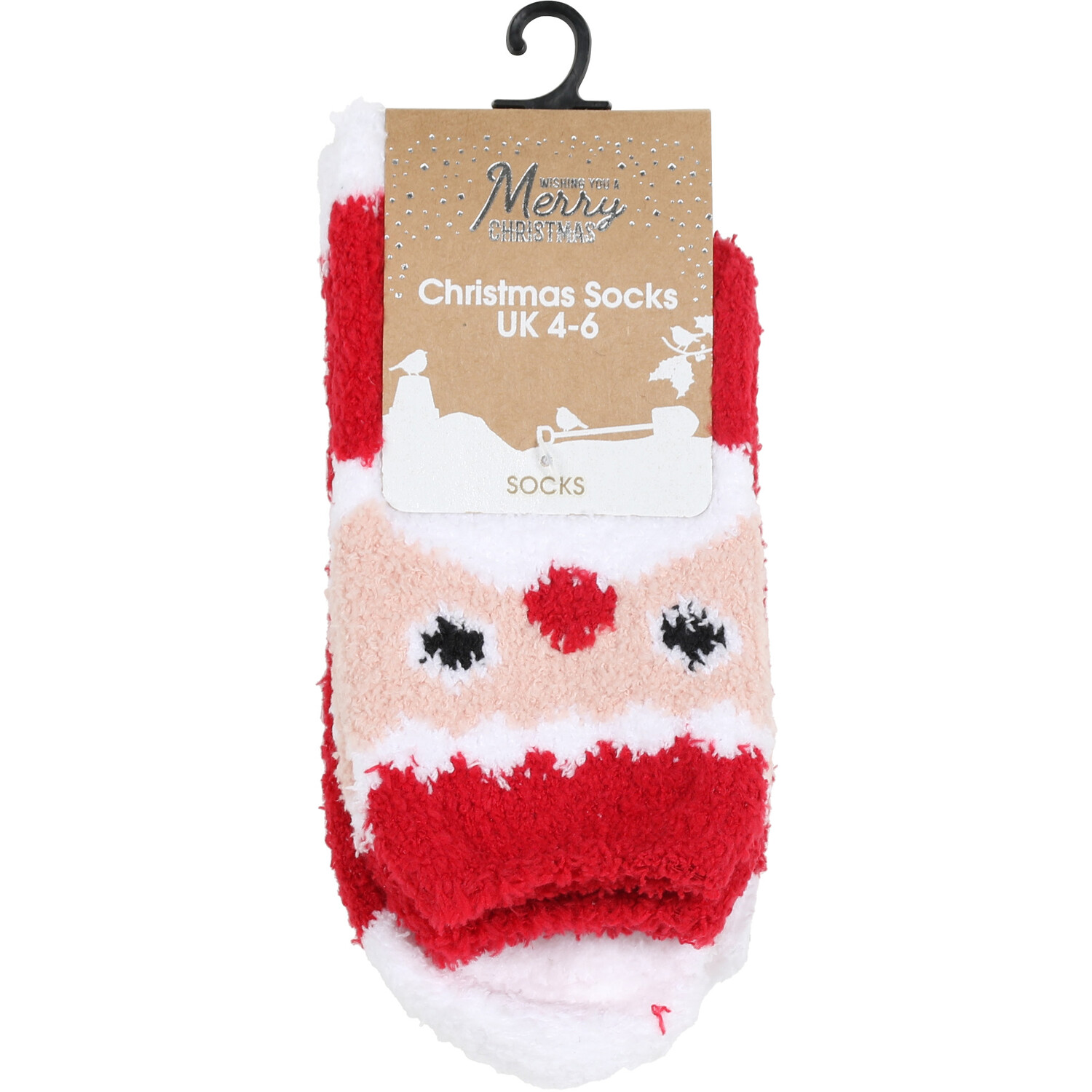 Christmas Womens Fluffy Socks - Red, White and Green Image 2
