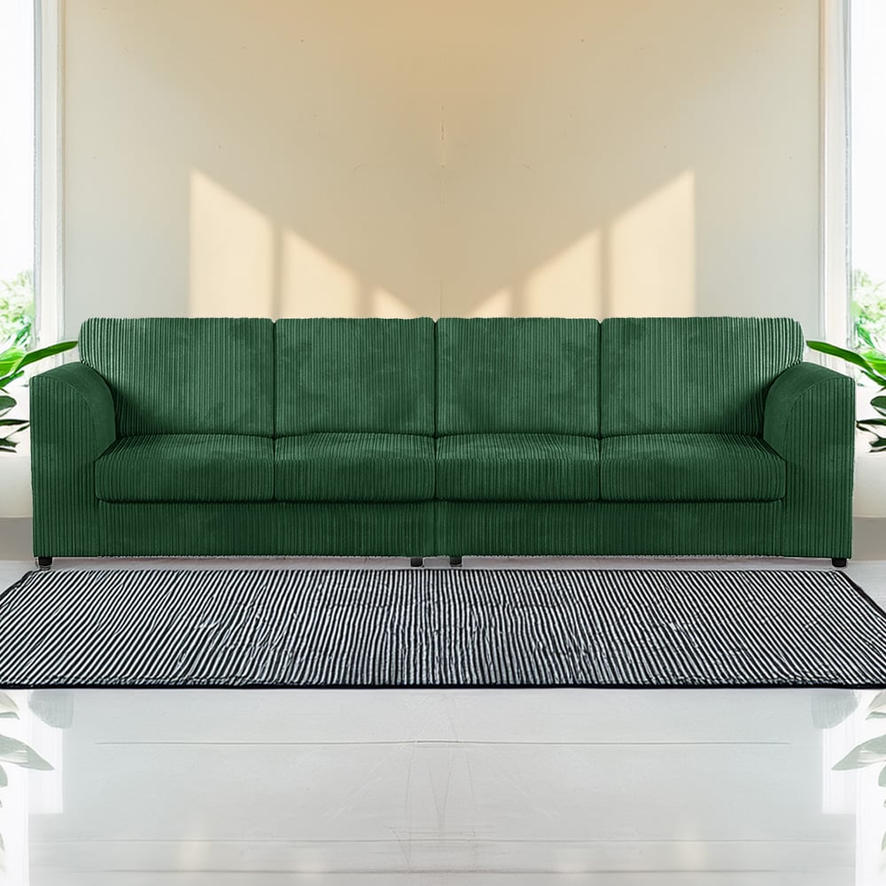 Luxor 4 Seater Green Jumbo Cord Full Back Sofa Image 1