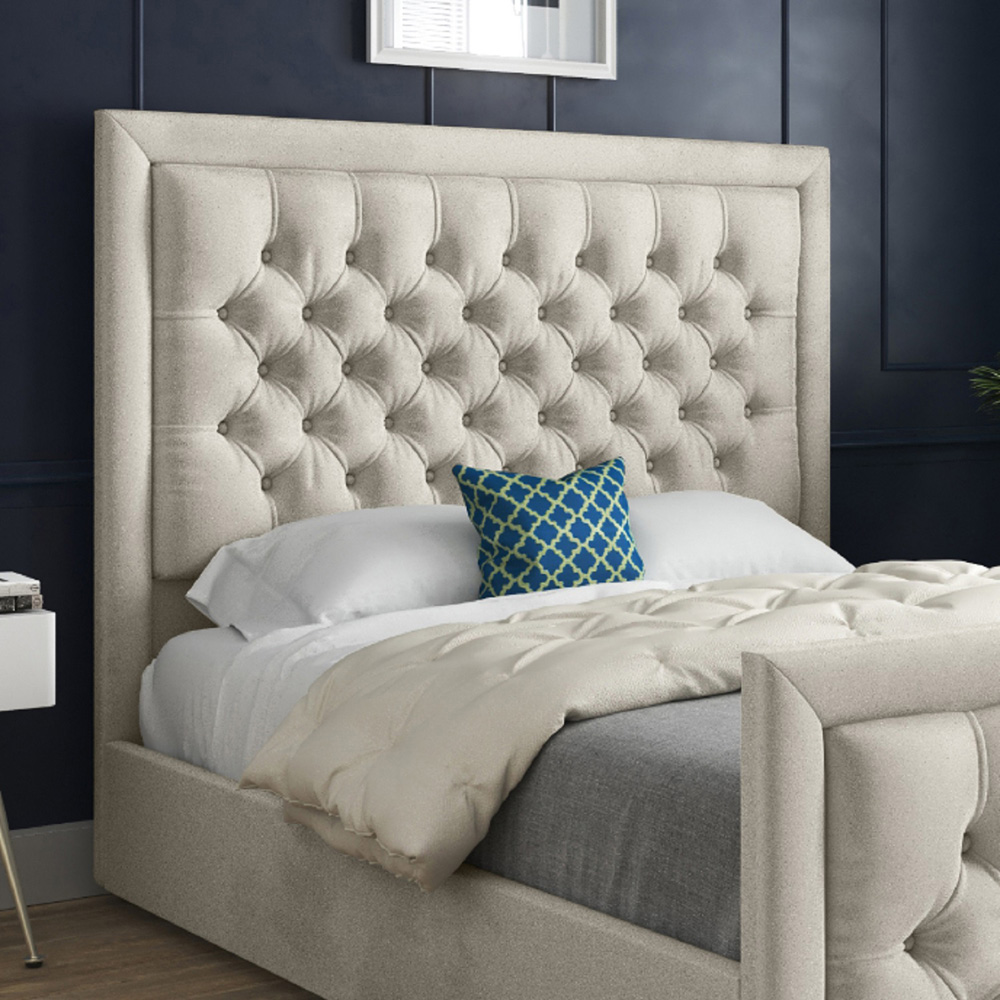 Rovigo Super King Size Silver Soft Velvet Upholstered Bed Frame with Deep Buttoned Headboard Image 3