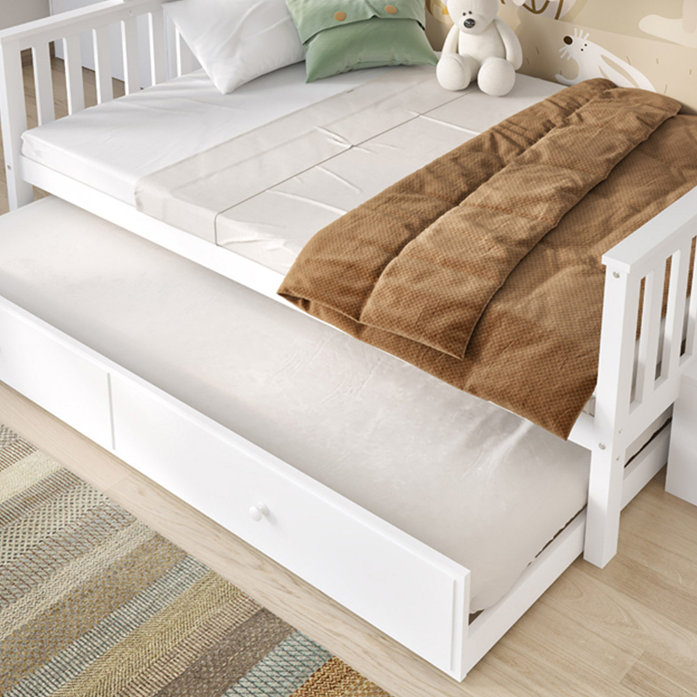 Flair Tag Triple White Staircase Bunk Bed with Trundle Image 2