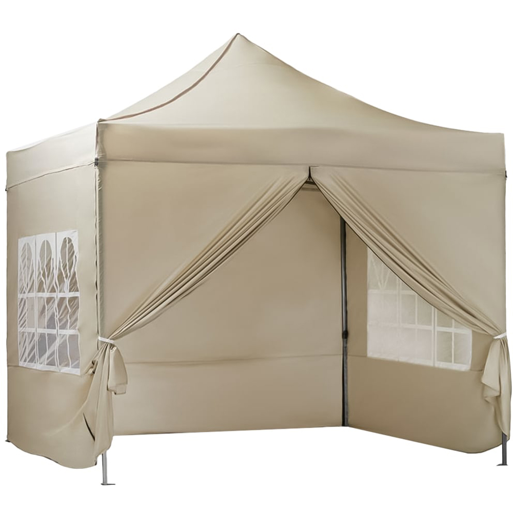 VonHaus 3 x 3m Beige Pop Up Gazebo with Sides Image 2
