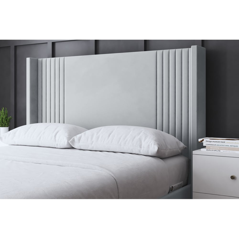 DS Living Elara Super King Silver Winged Panel Bed Frame with Headboard Image 3