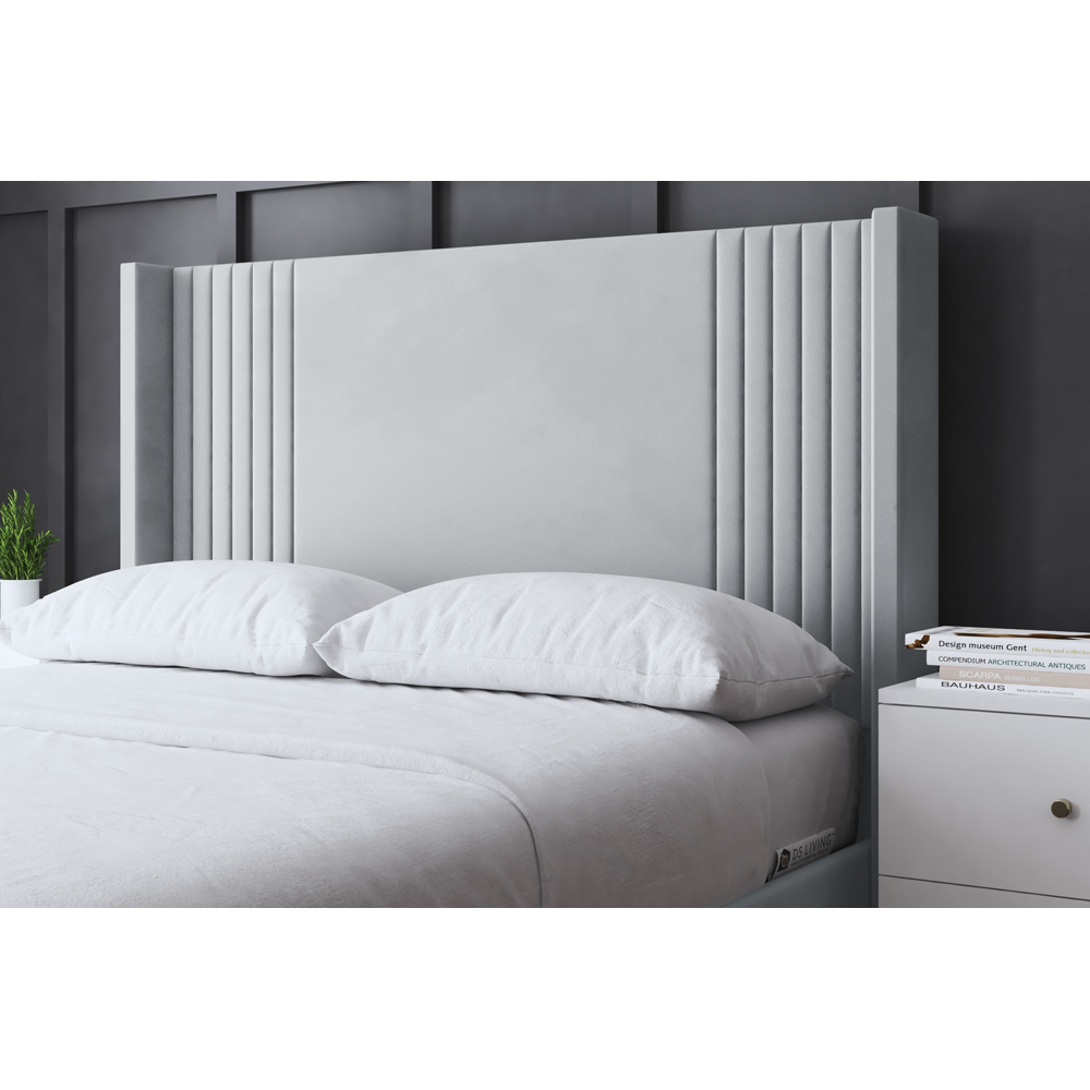 DS Living Elara Small Double Silver Winged Panel Ottoman Bed with Headboard Image 3