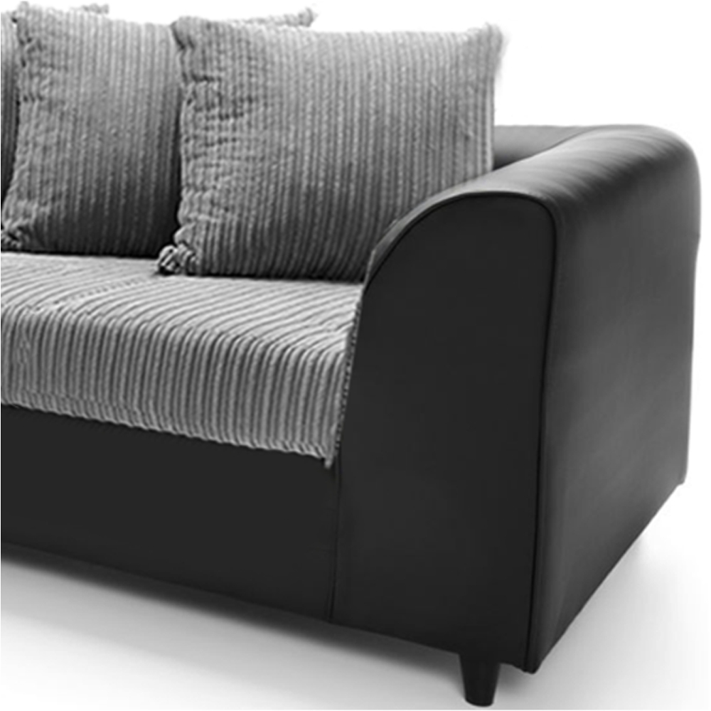 Luxor 3 Seater Black and Grey Jumbo Cord Scatter Back Sofa Image 4