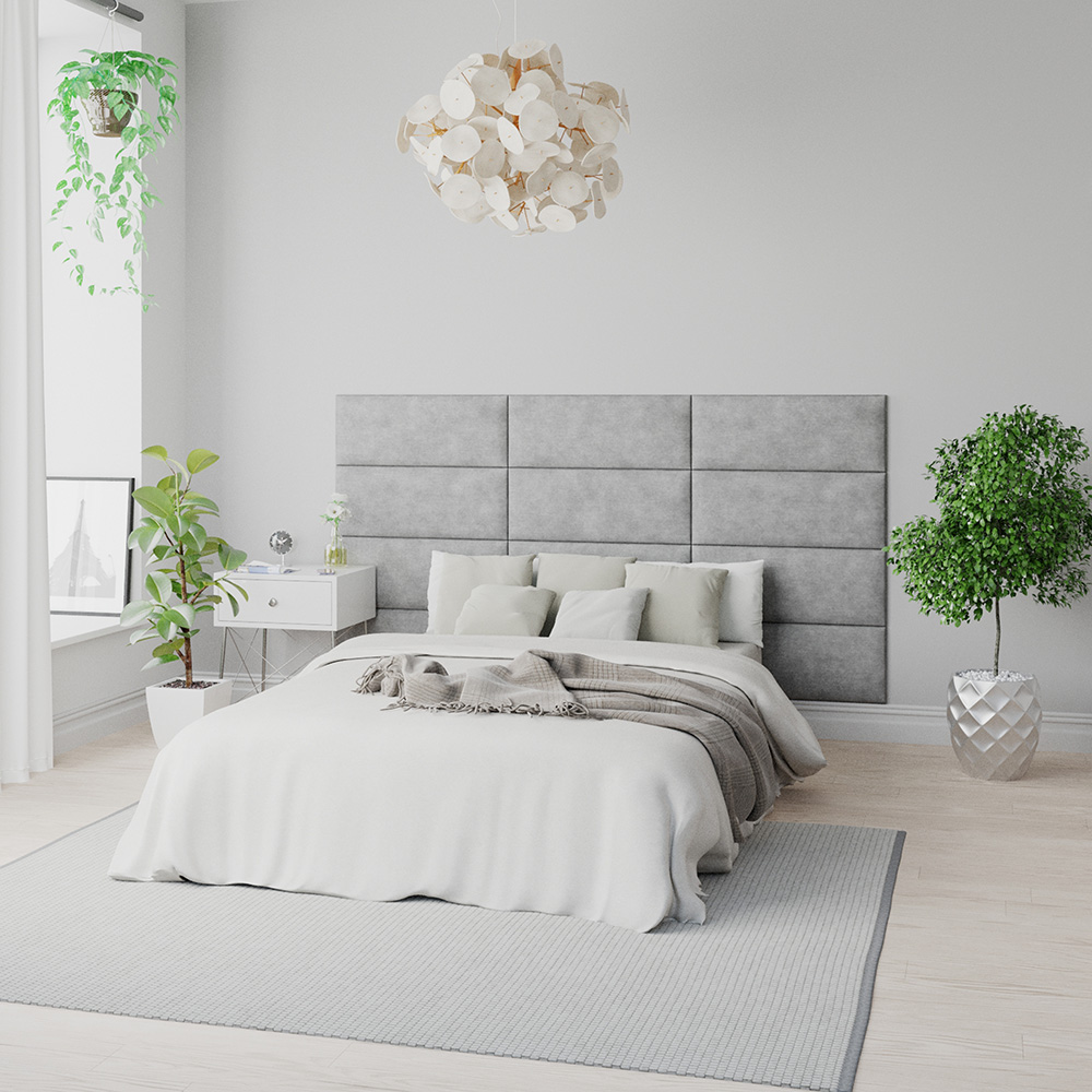 Aspire EasyMount Silver Kimiyo Linen Upholstered Wall Mounted Headboard Panels 4 Pack Image 1