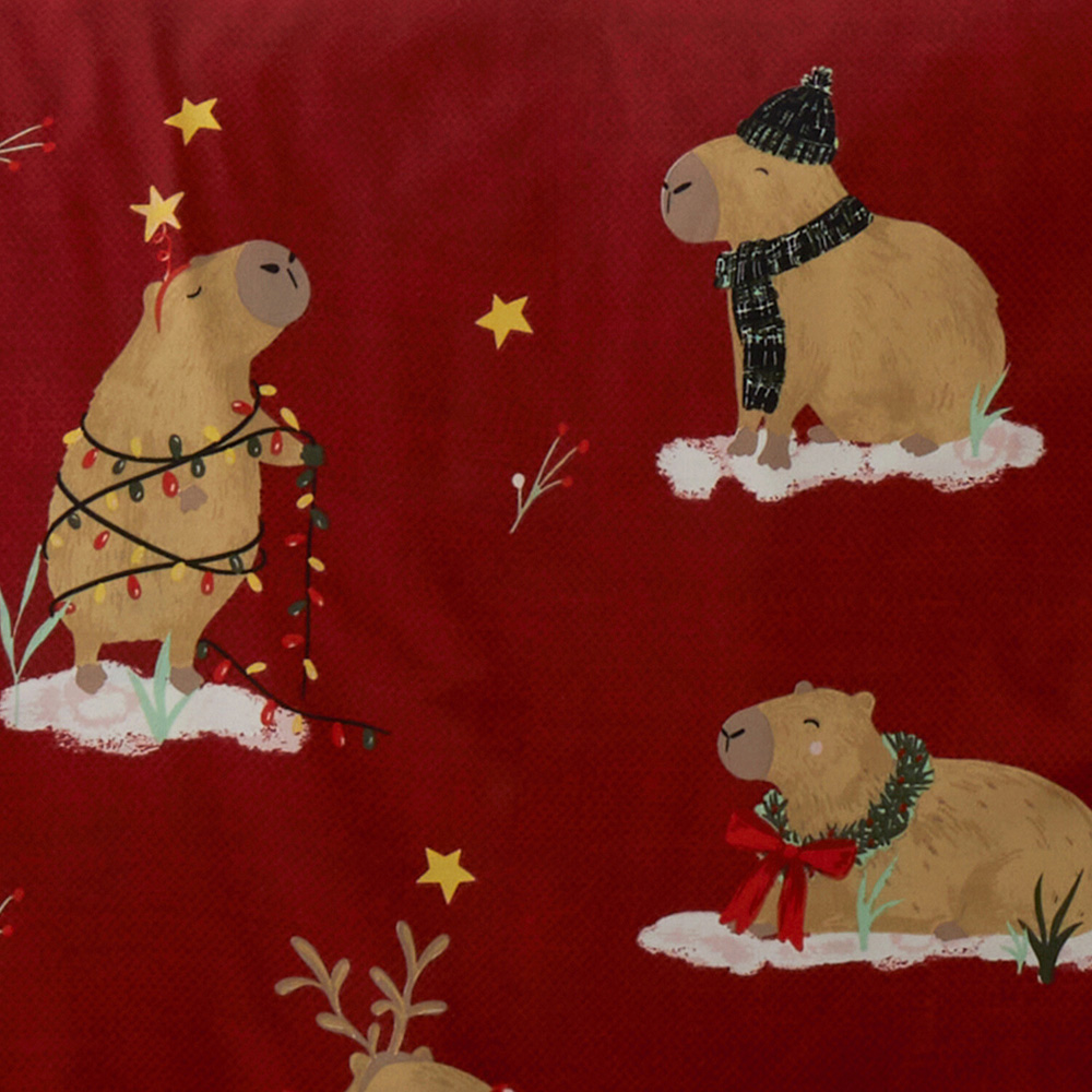 Capybara Christmas Duvet Set Red King Image 3