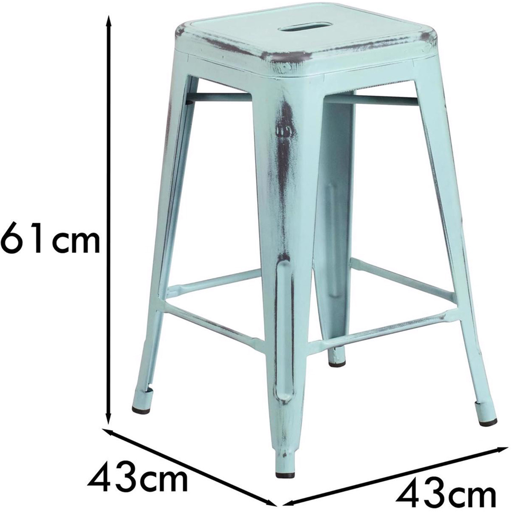FWStyle Pastel Blue Assembled Steel Bar Stool Set of 4 Image 5