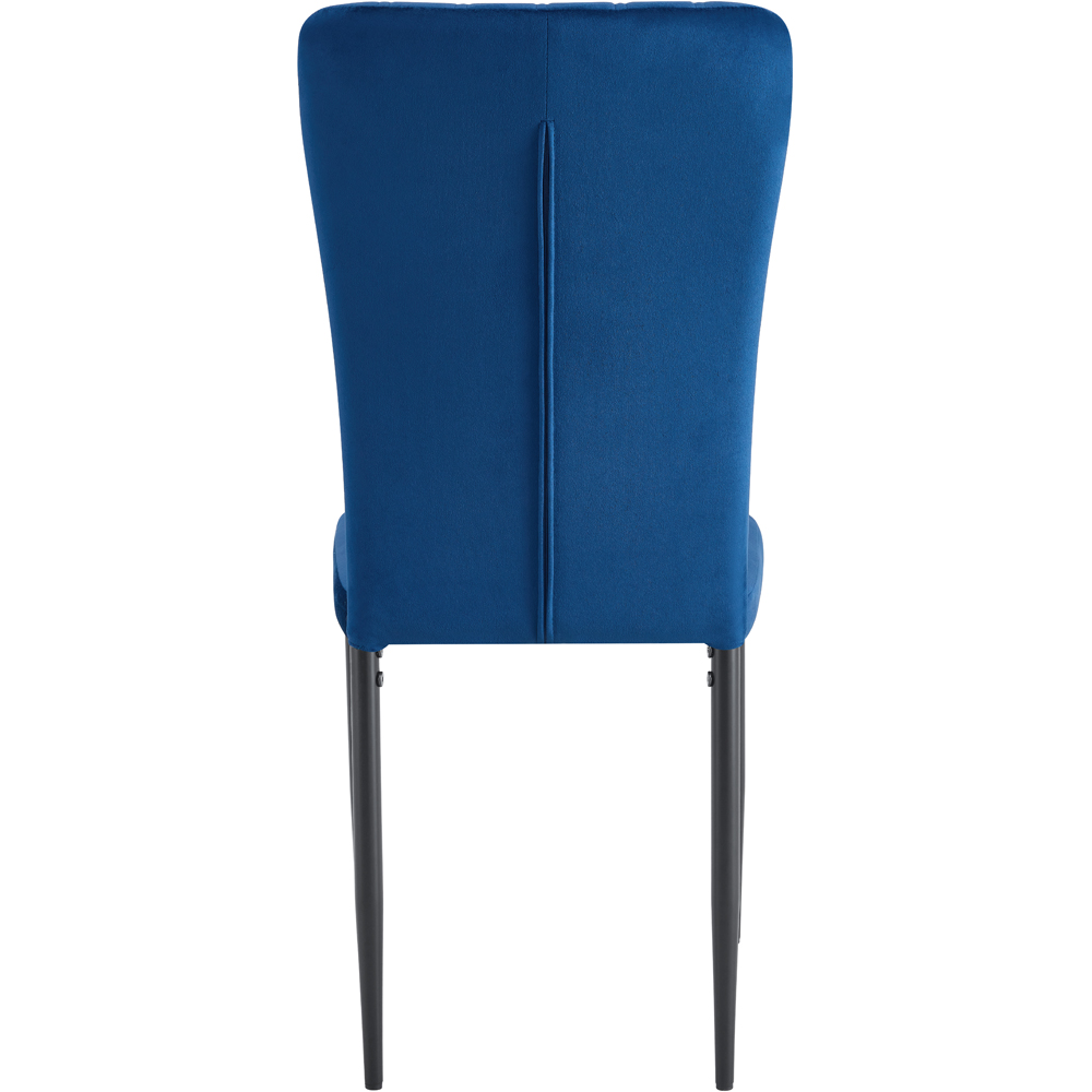 Elle Set of 2 Blue Velvet Effect Plush Padded Upholstered Dining Chair Image 6