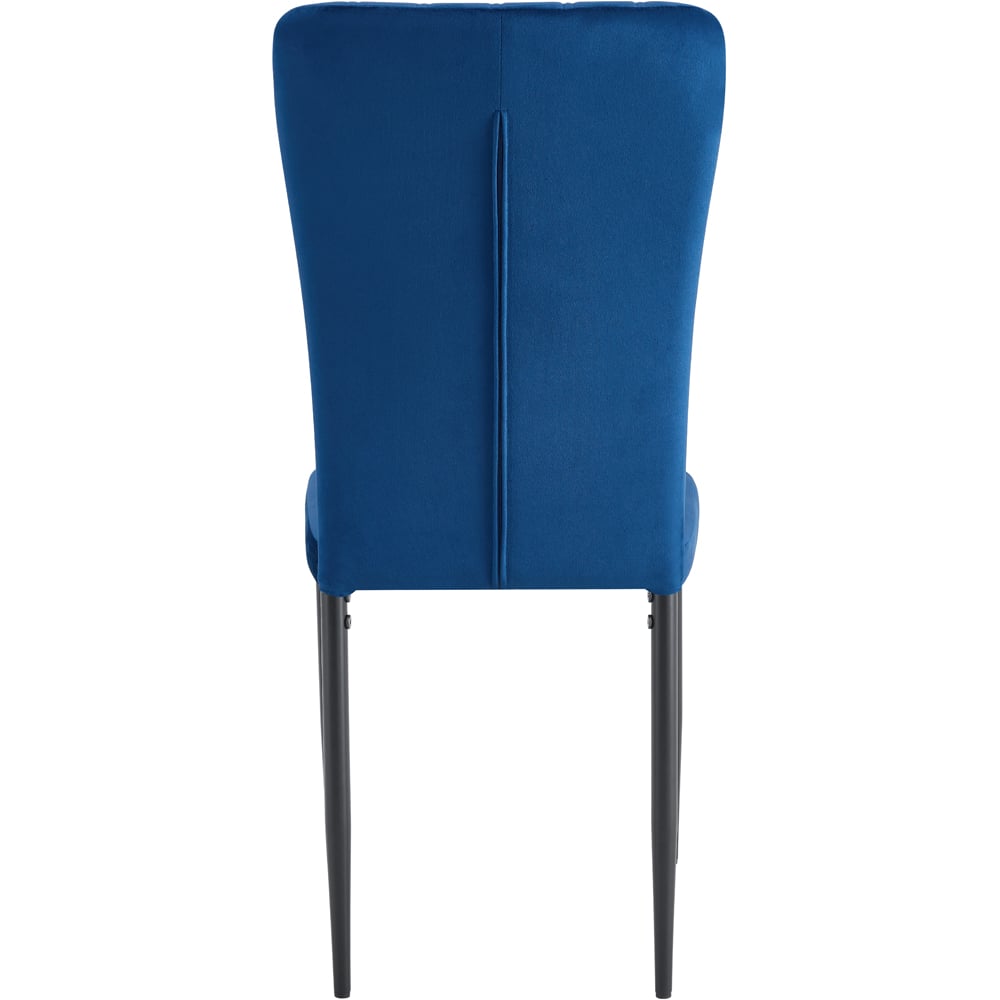 Elle Set of 6 Blue Velvet Effect Plush Padded Upholstered Dining Chair Image 6