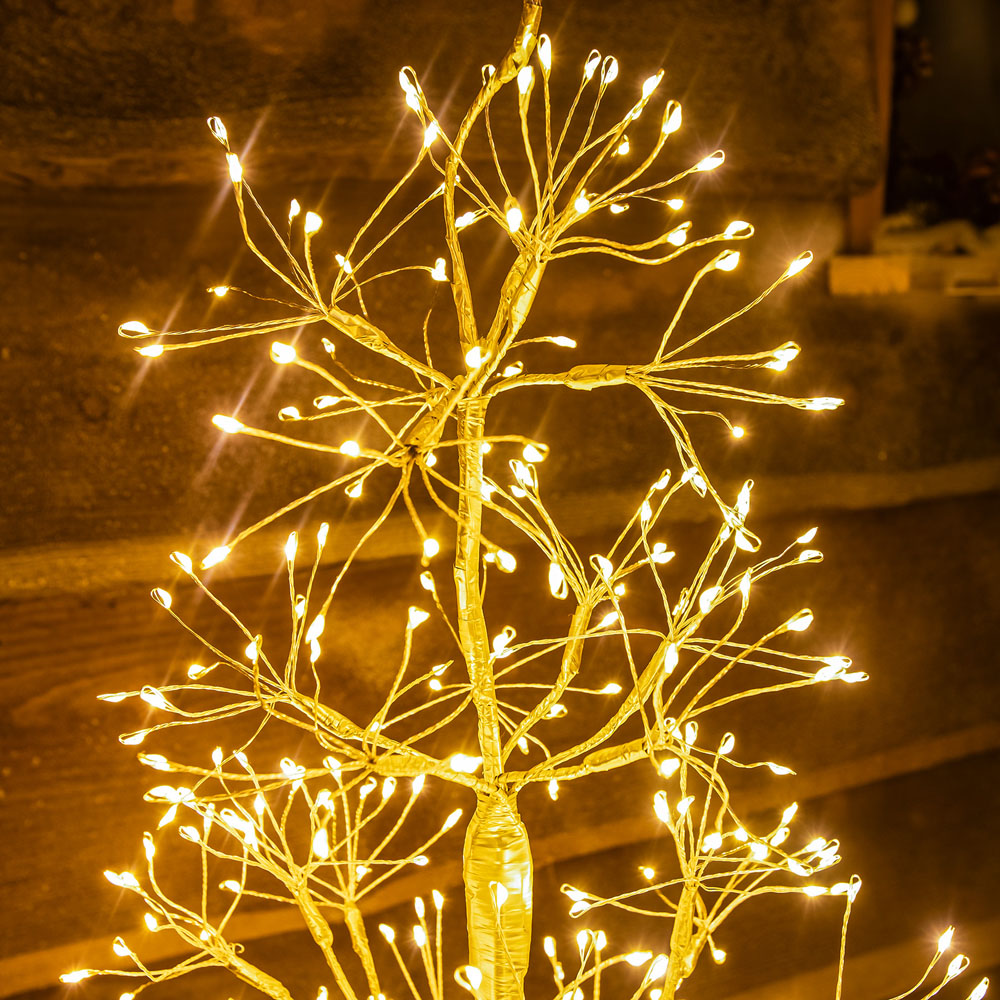 The Christmas Centre 1200 Warm White LED Pre-Lit Gold Wire Light-Up Xmas Tree 4ft Image 6