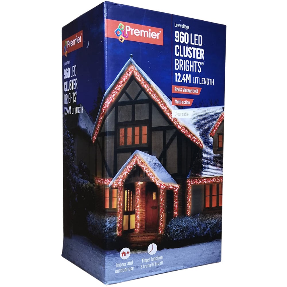 Premier ClusterBrights 960 Red and Gold Vintage LED Multi-Function Christmas Cluster Light 12.4m Image 2