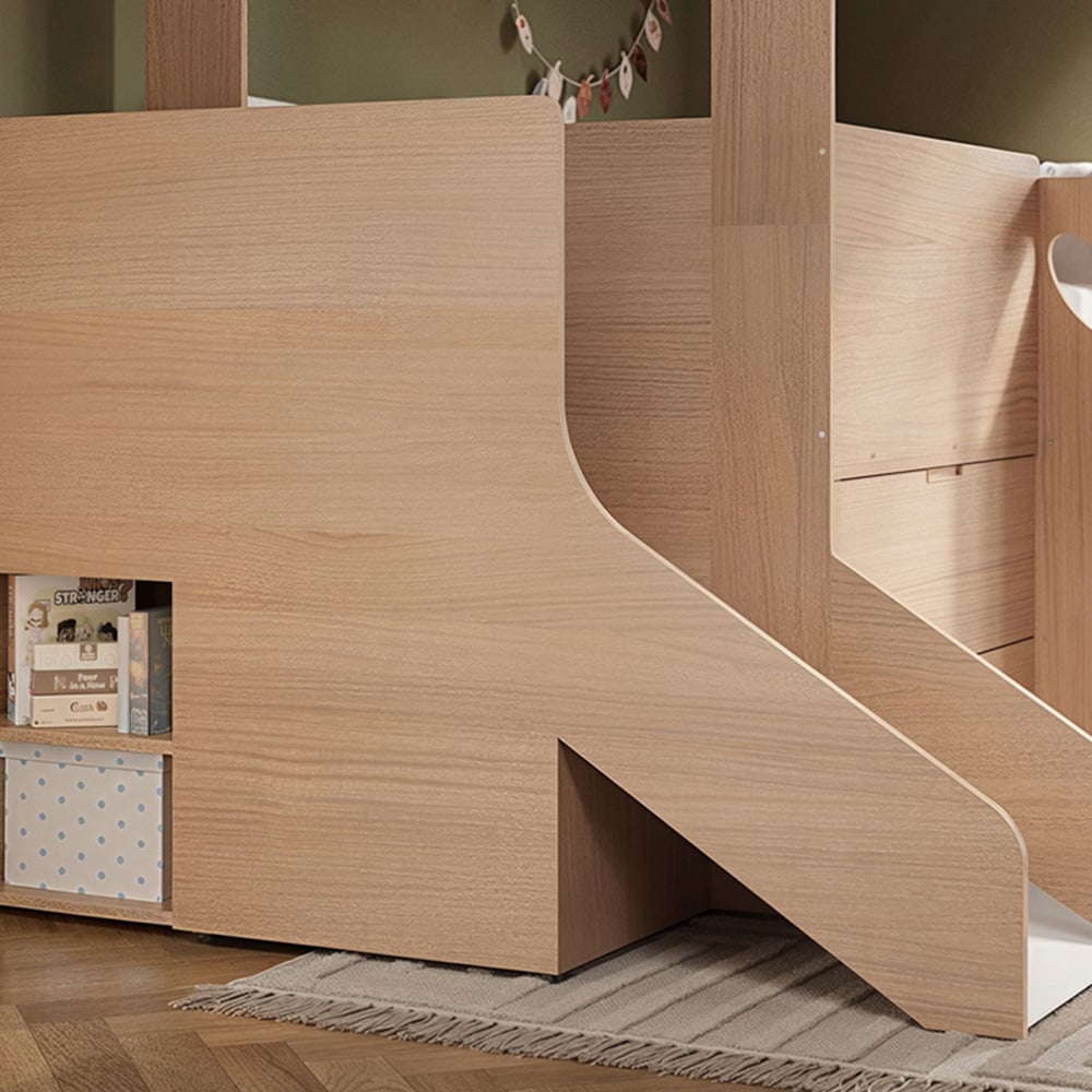 Flair Dreamland Oak Play House Slide Mid Sleeper with Storage Image 6