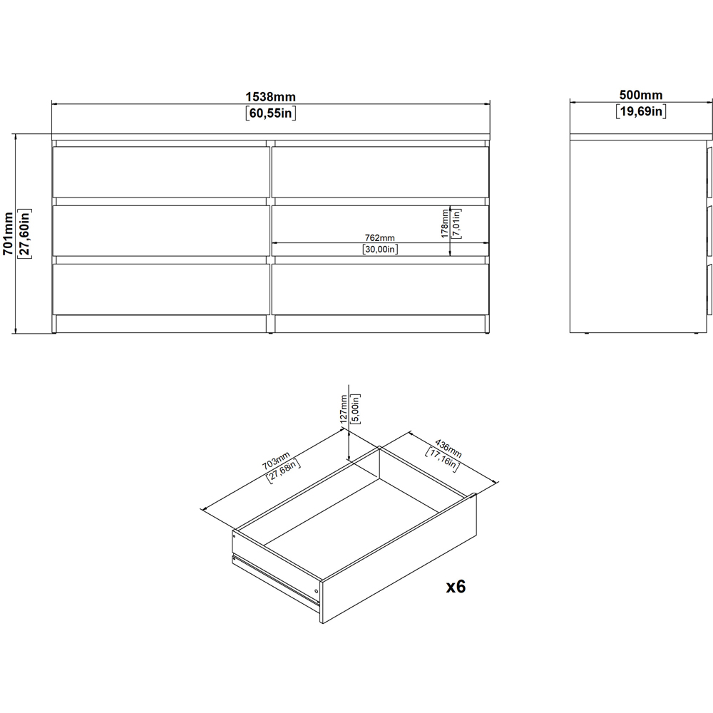 Florence Naia 6 Drawer Cashmere Jackson Hickory Wide Chest of Drawers Image 8