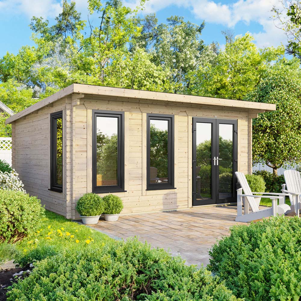 Power Sheds 16 x 12ft Right Double Door Pent Log Cabin Image 2