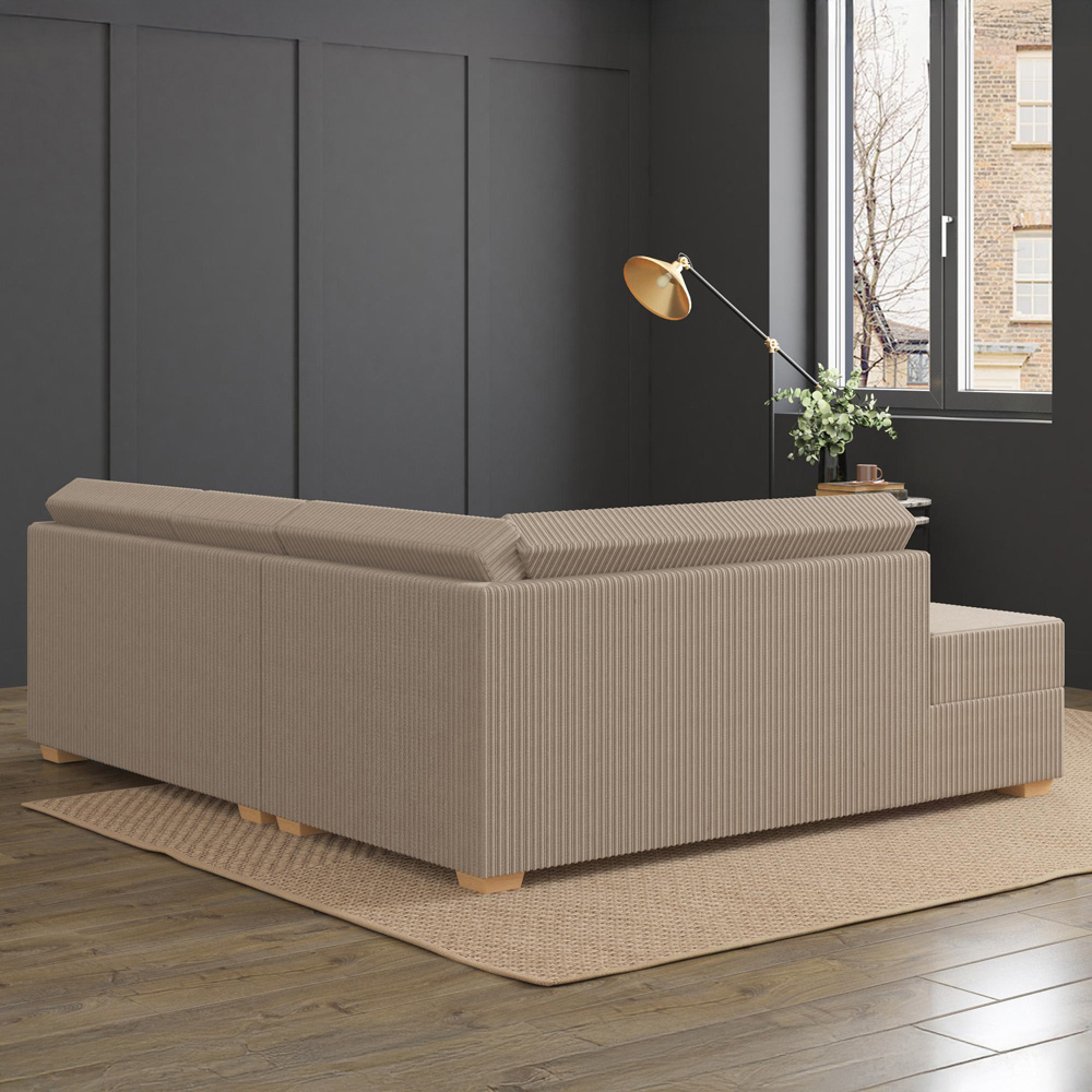 Modo 3 Seater Sable Jumbo Cord Left Hand Fixed Back L-Shape Corner Sofa Image 8