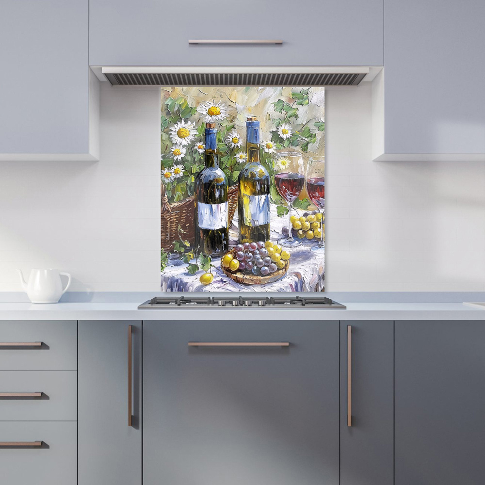 Warren Reed Designer Vineyard Feast Impressionists Still Life Glass Kitchen Splashback 75 x 60cm Image 1
