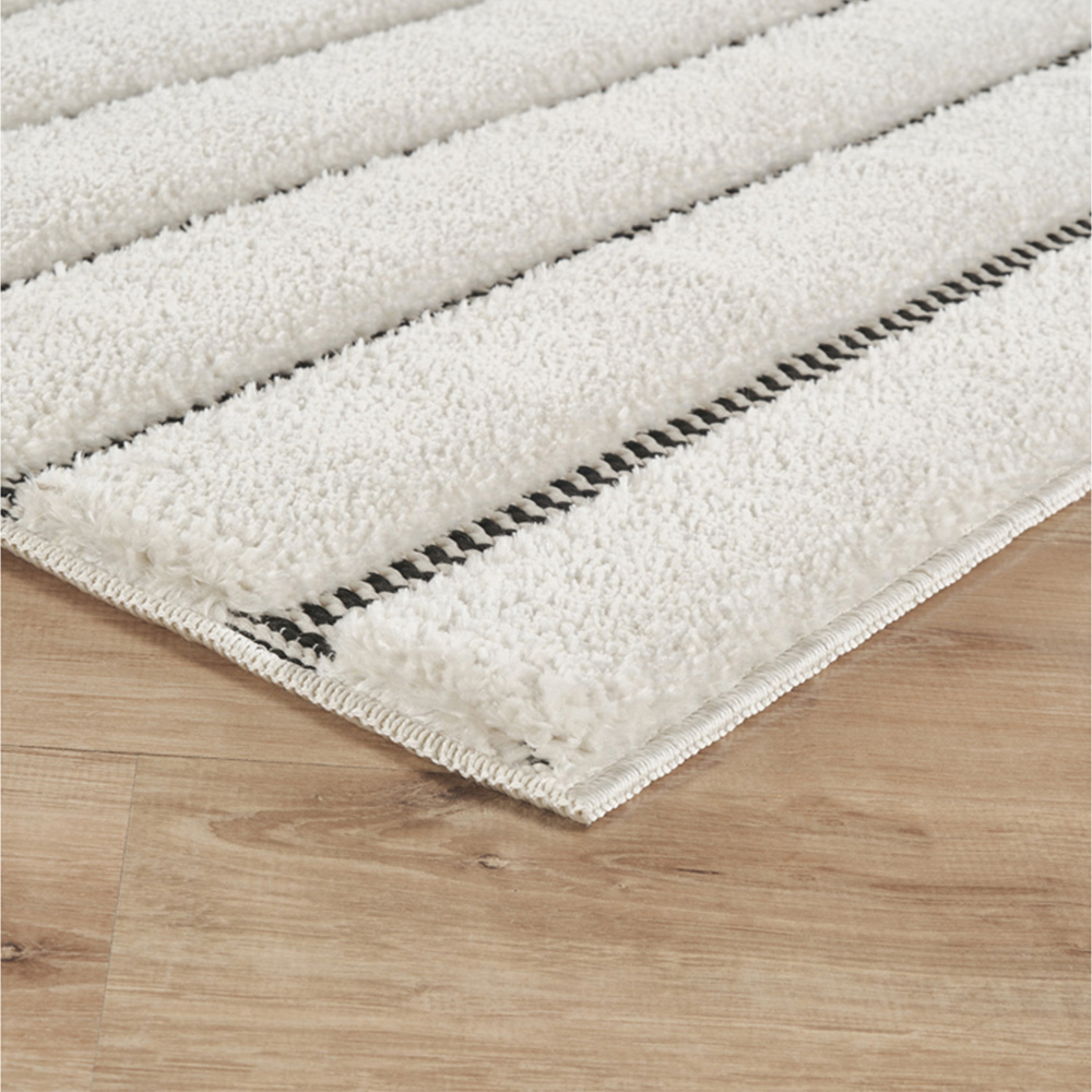 Freya Living Room Area Rug Contemporary 3D Embossed Modern Merge Line Design - Cream 160cm x 230cm Image 5