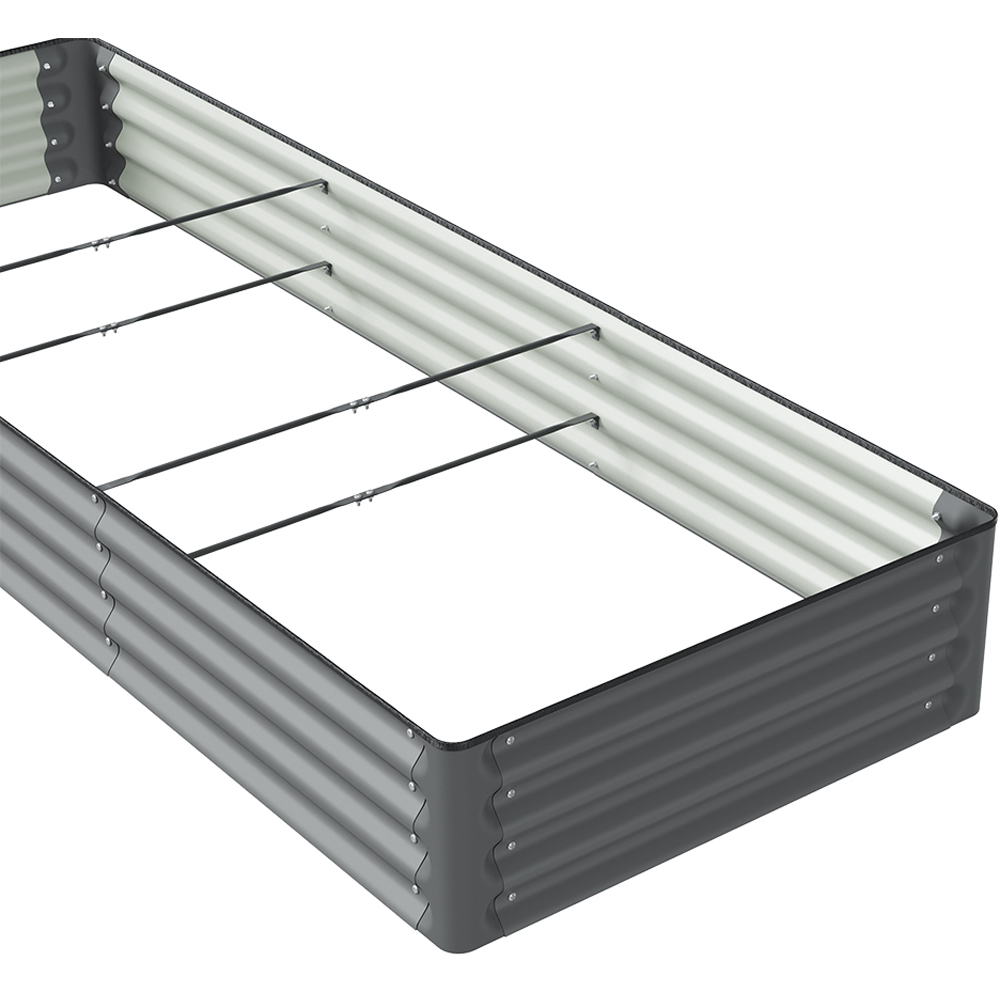 Living and Home Dark Grey Rectangular Galvanised Steel Raised Garden Bed 240 x 90cm Image 4