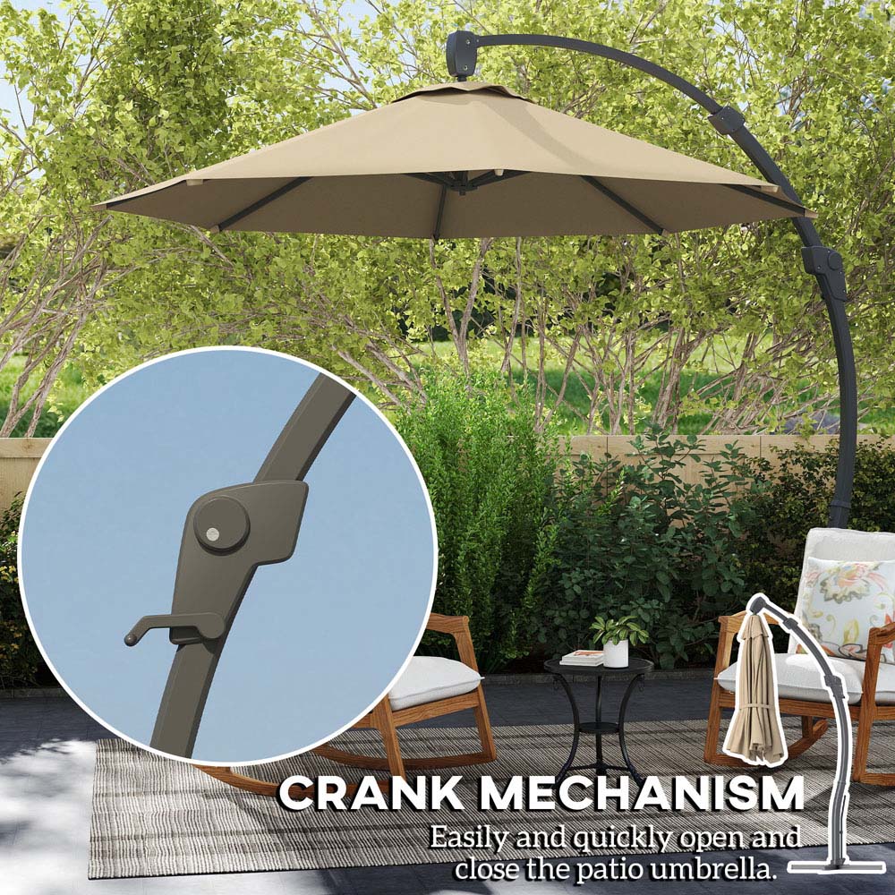 Outsunny Khaki Crank and Tilt Cantilever Parasol 3m Image 8